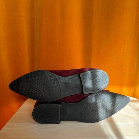 Stuart Weitzman Burgundy Suede Tassel Pointy Toe Avatass Loafer Size 10 - Picture 6 of 8